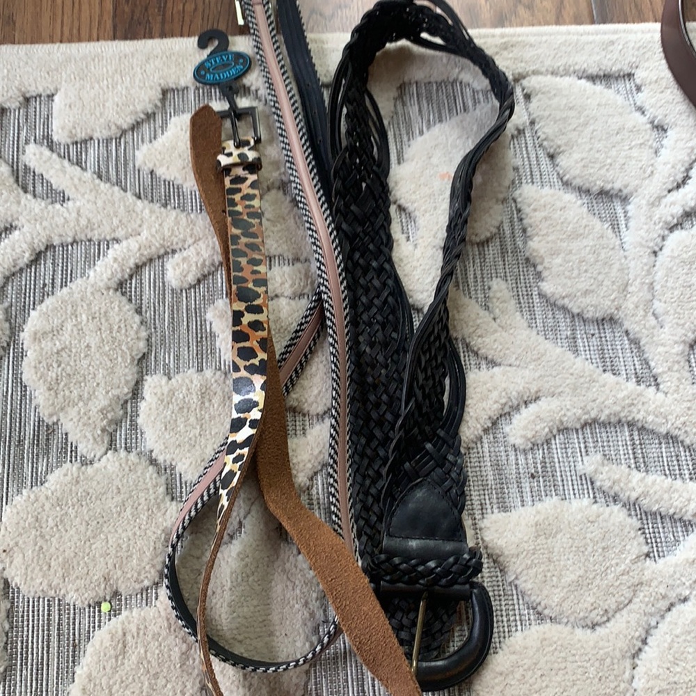 3  large belts, one new Steve Madden